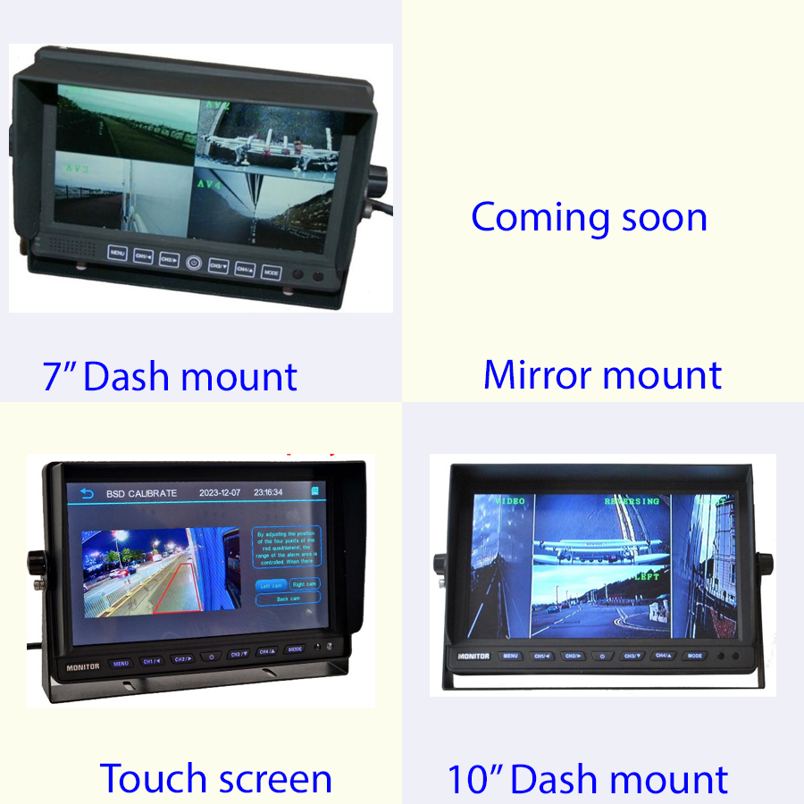 Quad screen rear view monitors